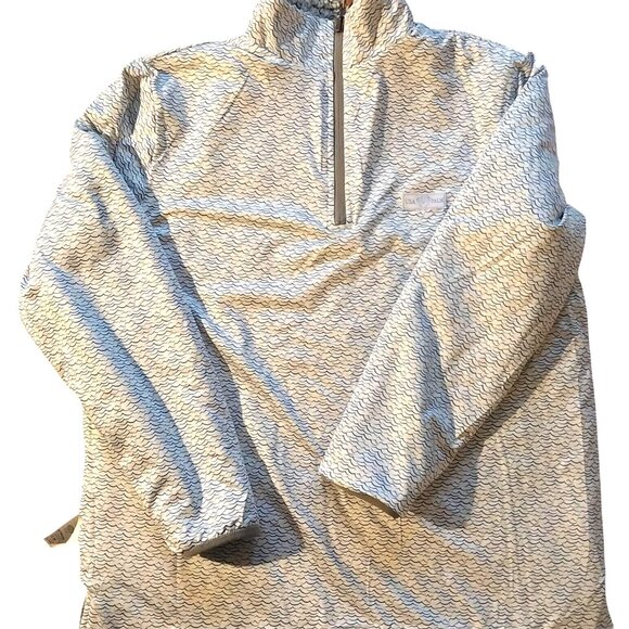 USA Palm Reversible Sherpa Pullover Jacket Wave Pattern Medium Cozycore Classic - Picture 1 of 4